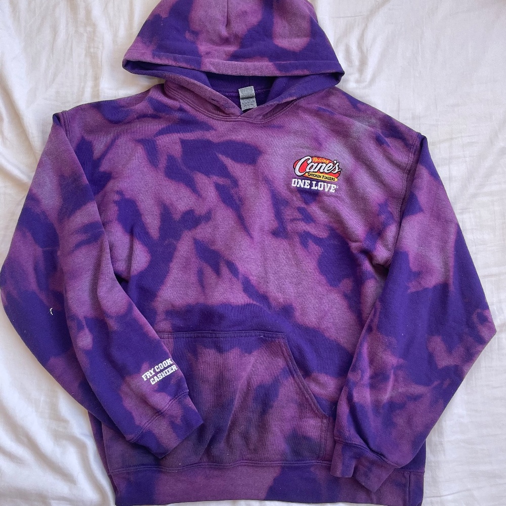 Raising canes purple bleached hoodie